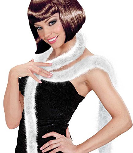 Amakando Charleston Federboa Marabu Federschal weiß - 2 m Marabou Federstola Burlesque Feder Boa Charleston 20er Jahre Schal Can Can Party Stola
