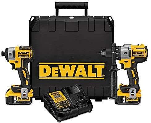 DEWALT - Kit combinado de 20 V MAX XR, con destornillador de impacto con motor sin escobillas y taladro de martillo