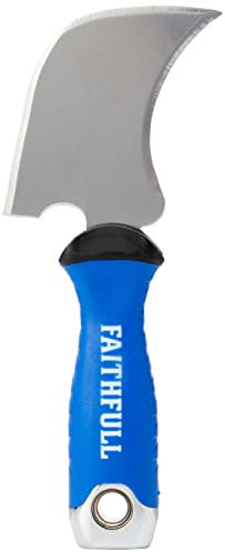 Faithfull Soft-Grip Window Knife - Quarter Moon, 100mm Stainless Steel Blade for Glazing, Flooring & Lead Working