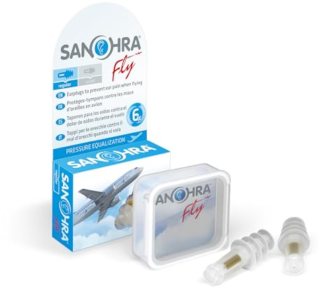 SANOHRA fly – Tappi contro la Pressione alle Orecchie in Aereo, per Adulti