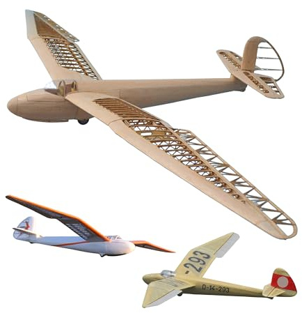 Gö-3 Minimoa Modellflugzeug Kit, Maßstab 1:12, 1422 mm Spannweite, Lasercut Holz Bauteile, SD7032 Profil, 632 mm Rumpflänge, 320 g RTF, RC Gleiter Modell Holzbausatz, Modellbausatz zum selber Bauen