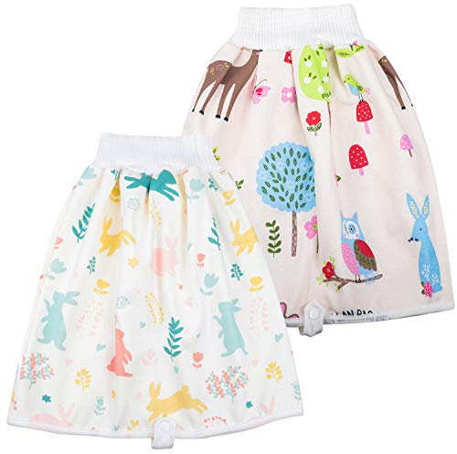FLYISH DIRECT Baby Trainingshose High Waist Cotton Sleepy Windelhose Urinpolster Klimmzüge Lernhose Potty Underwear Windelunterwäsche 2 Stück, 1-4 Jahre, M(0-4T)