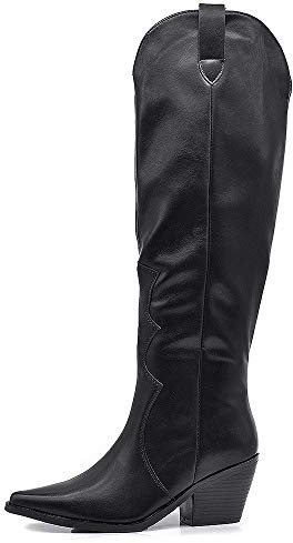 IF Fashion Cowboy Western - Botas de mujer con puntera Camperos Texani tachuelas ML61 Negro Size: 39 EU