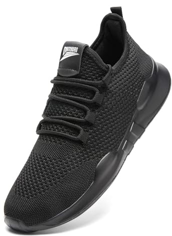 Mens Trainers Trail Running Walking Casual Gym Sport Tennis Barefoot Shoes Non Slip Work Hypersoft Sneakers Black 10