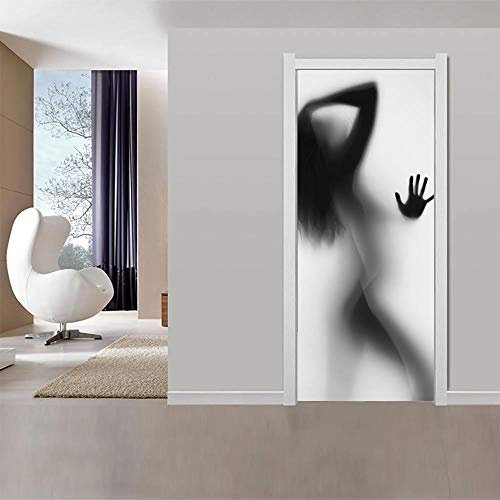 Xxellie Türaufkleber Selbstklebend Bad Weiß Frau Spiegelung 60X200Cm 3D Türtapete Wandbilder Selbstklebend Tür Poster Mauer Aufkleber Zuhause Dekor