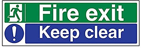 V Safety Fire Exit - Fire Exit/Keep Clear - 300 x 100 mm Safety Sign