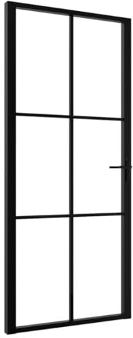 vidaXL Porta da Interno ESG Vetro e Alluminio 93x201,5 cm Nera