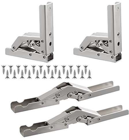 Moendergo 4PCS Klappkonsole Schwerlast Faltschelfhalterung, Klappscharnier Schwarz Klappregal Regalträger Klappbar Klappwinkel Tisch Klappregalhalterungen für Tischplatten Klapptisch