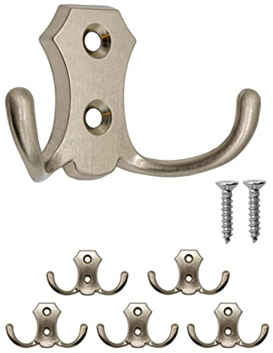 FUXXER 5x Klassische Doppel-Haken Wandhaken Garderobenhaken Metall bronze