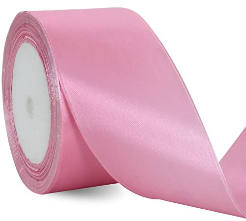 TONIFUL 5cm x 20M Hellrosa ​Band breit geschenkband große Schleife Satinband für Auto Bogen Schleifen Partydekoration Stuhl Hochzeit Der Valentinstag Geschenkverpackungen Strauß geschenkband