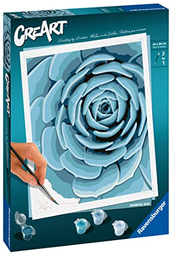 Ravensburger CreArt 23610 - Botanisches Blau - Malen nach Zahlen Erwachsene, DIY Malset mit Pinsel und Acrylfarben, Geschenk für Frauen und Männer, Malen für Erwachsene