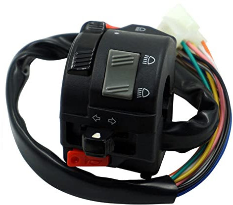 Motorrad Lenkerschalter, 22mm Blinkerschalter Motorrad Lenker Links Scheinwerfer Blinker Hupe Schalter mit Kabelbaum Universal Steuerschalter Links Left Seite Lampenschalter für Motorräder