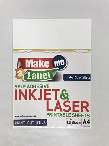 Premium A4 Satin White PP Vinyl Self Adhesive Inkjet & Laser Printable Sticker Label Sheets - 10 Sheets