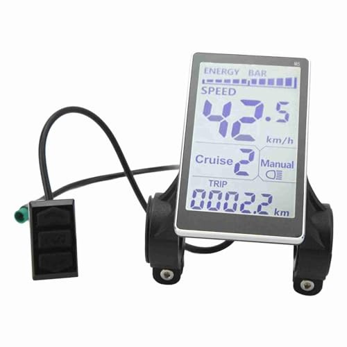 Sonew Elektrischer Fahrrad Tachometer, 5 poliger wasserdichter Fahrrad Fahrradcomputer für 24 V, 36 V, 48 V, 60 V, Kilometerzähler mit großem LCD Display für Männer und Outdoor Sportler