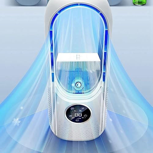 2 in 1 Bladeless Desk Fan & Ambient Lamp, Small Quiet with 6 Speeds Touch Control for Office, Bedroom, Dorm, Workday, Gifts