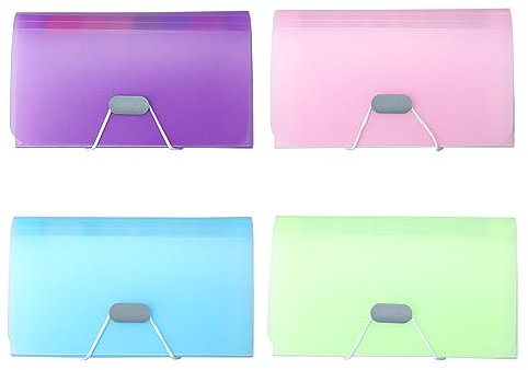 Floatdream 4 Stück Tragbar Plastik Dokumenten Organizer, Bunt Aktenordner, Quittung Coupon Organizer, A6 Größe 13 Taschen, Wird zur Aufbewahrung von Papierdokumenten wie Rechnungen Verwendet