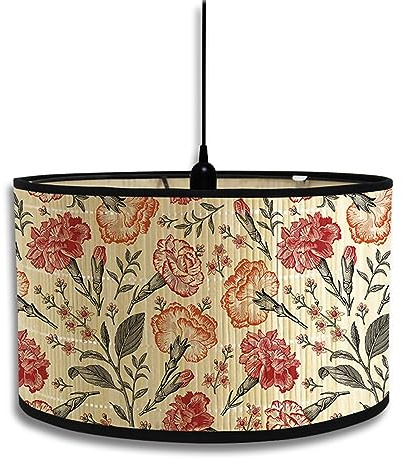 Fansu Pantalla De Lámpara Vintage Pantallas de Lámpara de Tela Cubierta De Lámpara De Tambor Cilíndrica Lámpara De Pie Para El Hogar Mesa De Hotel Mesita De Noche (20x30cm,Flores bonitas 8)