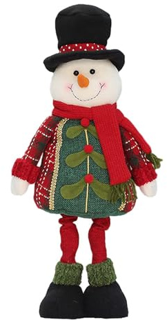JISADER Weihnachtsdeko Figuren Plüsch, Weihnachtsmann Puppe Deko, Weihnachten Rentier Schneemann Figuren, Handmade Winterliche Stand Figur mit Teleskop-Beinen für Urlaub, Zuhause, Party, Stil b