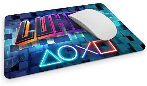 timalo® Gaming Mousepad mit Namen Bedrucken lassen | Mauspad Gamer Neon Motiv Konsole personalisiert mit Wunschname | Mousepad-g-20-270x190