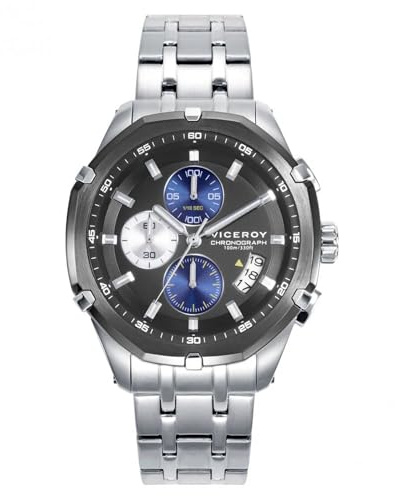 Viceroy 46837-57 Reloj Hombre Magnum – Cronógrafo, Acero Negro, Sumergible 100m