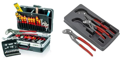 KNIPEX 00 21 21 HK S Werkzeugkoffer Vision27 Sanitär & Cobra®-Paket Wasserpumpenzangen-Set, 3-teilig, 150 bis 300 mm, Selbstklemmeffekt, Zangenset, Werkzeugset, 00 20 09 V02