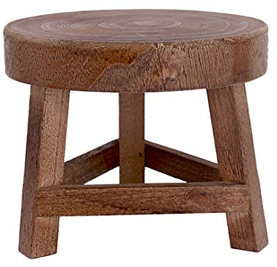 CAKEEYUM Wood Plant Stand Indoor/Outdoor Mini Round Wooden Stool for Flower Holder Home Decor