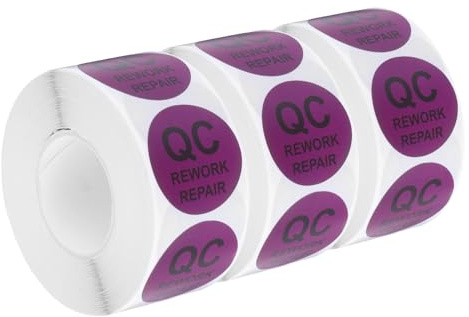 QUARKZMAN Etichette Adesive per Rilavoro e Riparazione Qc Dell'Inventario 25mm/1 Viola per Magazzino, 3 Rotoli 1500 Pezzi