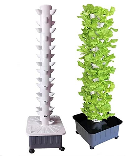 Hydroponik-Turm, Aquaponik-Anbausystem mit 45 Löchern, Gartenturm mit 15 Etagen, Aeroponik-Anbauset zum Anpflanzen von Kräutern, Obst und Gemüse