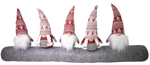 Zugluftstopper für Türen mit 5 Wichtel – 90 cm lang, Filz, Türdichtung für Standardtüren, Weihnachtsdesign, Tür Zugluftstopper für Haustür, 25 cm hohe Wichtel, Deko & Schutz gegen Zugluft