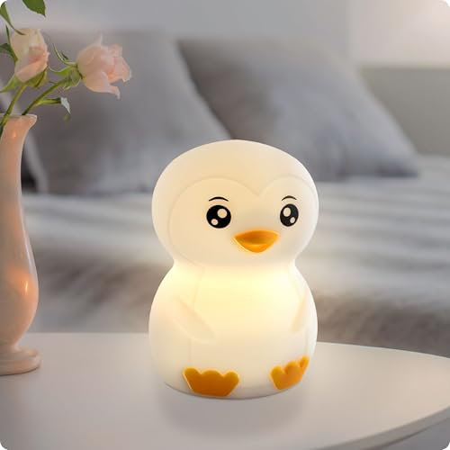 ANSMANN Nachtlicht Kinder, Tier Lampe, Pinguin aus Silikon, wiederaufladbar, dimmbar, verschiedenfarbig,Geburtstagsgeschenk für Jungen & Mädchen