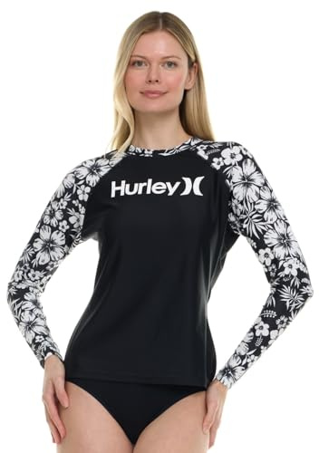 Hurley Rash Guard for Women, Womens Rash Guard Long Sleeve Shirts, Rashguard Swim Shirt Women UPF 50+ SPF & UV Protection