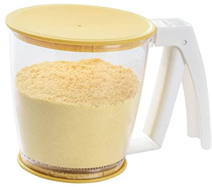OKUMEYR 1pc Handheld Flour Sifter Fine Mesh Filter Design Kitchen Strainer for Baking Flour Shaker for Sugar Powder Yellow