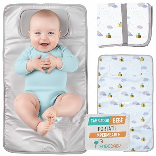 TENDS Fasciatoio da viaggio, impermeabile, pieghevole, lavabile e imbottito, compatto, ideale per il comfort e la pulizia del bambino, perfetta borsa per pannolini come regalo originale per neonati