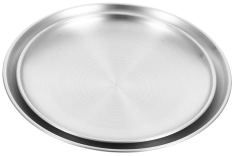 PLAFOPE Vielseitiges Serviertablett Aus Edelstahl – Runde Essgeschirre – Schmucktablett Aus Metall – Für Camping Küche