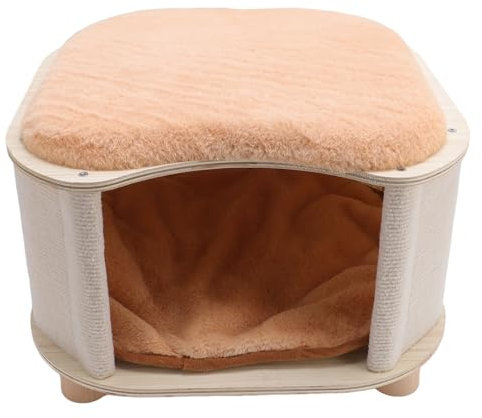 Holzkatzenhaushocker, Katzenbett, Große Luxus -Schutzmöbel mit Kissen, aus Massivem Holz, Leicht und Leicht zu Bewegen, Geeignet für Katzen und Menschen, die Geeignet Sind