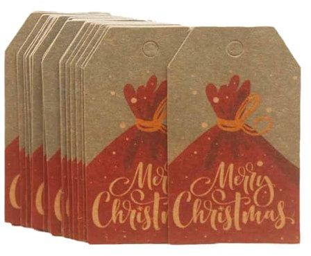 ohodhmnu 100x Hanging Labels Süße Druck Kraftpapier Tags Weihnachten Geschenkanhänger Für Craft Geschenkverpackung