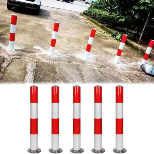 cônes de signalisation cone de chantier Lot de 8 poteaux de sécurité en acier 600-750mm, barrière de stationnement robuste pour la sécurité des trottoirs et la construction de routes(5 Pack,750mm (29