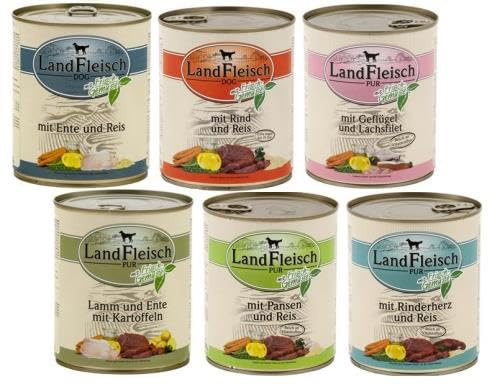 Landfleisch Classic 24 x 400g aus 5 Sorten Nassfutter für Hunde