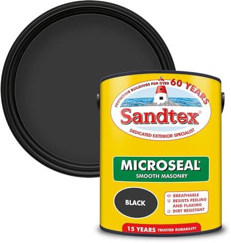 Sandtex Ultra Smooth Masonry Paint 2.5L – Black – Weatherproof Exterior Wall Paint – Dirt & Mould Resistant – Durable Long-Lasting Finish