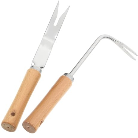 INOOMP 2pezzi Attrezzo per Diserbo Manuale in Acciaio Set di Strumenti per Giardinaggio Scavatore di Vegetazione e Radici per Uso Esterno in Giardino e Fattoria
