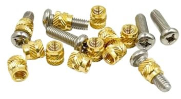 Cobre Embedded Insertnut Tuerca de inserción con rosca de calor de latón M1.4-M6 y juego de tornillos de acero inoxidable Tuerca embutida de fusión en caliente moleteada(M2.5A 500pcs 1set)