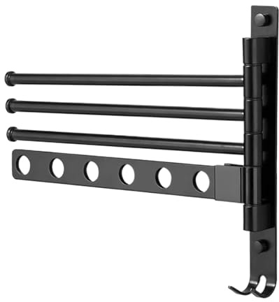 Porta Asciugamani Girevole - Barra Multiuso Girevole a 4 Bracci | Organizzatore in Alluminio Estraibile per Doccia Cucina Balcone