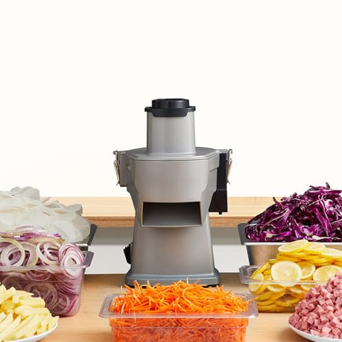 CAOJS Picadora de Verduras Multifuncional, Cortadora Eléctrica de Verduras en Dados con Función de Rebanado, Rallado, Dados y Rayado, 140 RPM, 200 W para Uso Comercial y Doméstico