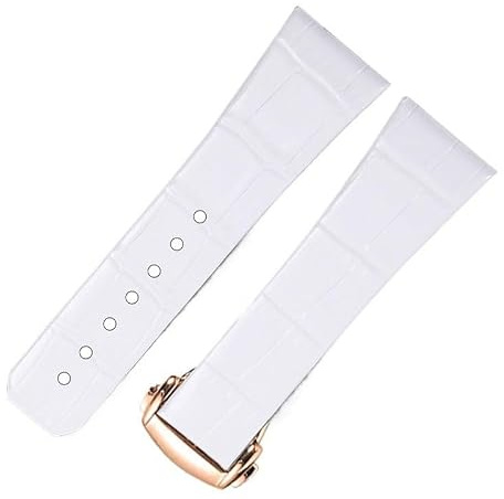 YOLIONU Uhrenarmband mit konkaver Kerbe für Omega Constellation DeVille Trésor Collection, Lederarmband mit Faltschließe(Whiter,17-6.5mm)