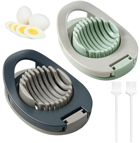 Eierschneider, 2PCS Multifunktions Eierschneider Spülmaschinenfest mit Reinigungsbürste, Eierschäler für perfekte Eierscheiben, Ideal für Frühstück und Salate