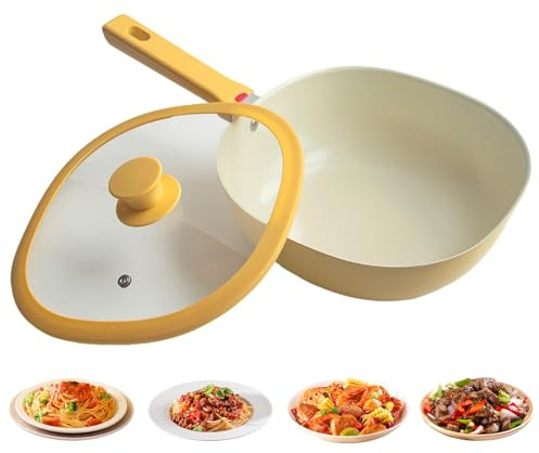 Bomefoi Padella Antiaderente | Leggera Lega Con Coperchio | Tegame Antiaderente Da 1,9 Litri - Per Grigliare Casa Soffriggere Cottura Al Forno Appartamento Preparazione Pasti Cucina Cucinare Donne