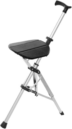 Fyssnn Klappbarer Gehstock mit Sitz, Tragbar Sitzstock bis 120 kg für Senioren & Erwachsene, Wanderstift Spazierstock für Outdoor, Reisen, Wandern, Einkaufen