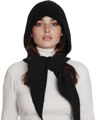 ACUSHLA Women's Hooded Scarf, 2-in-1 Knitted Hat Scarf Winter Neck Warmer