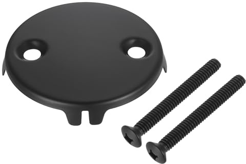 QUARKZMAN Placa De Desagüe Y Rebosadero De Bañera, Cubierta De Desagüe Universal De Dos Agujeros Con Tornillo Para La Mayoría De Desagües Estándar De Bañera Hogar Baño, Negro Mate