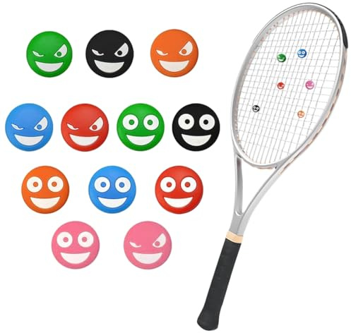 LACHT Vibrationsdämpfer Tennis, 7 Pcs Tennisschläger Dämpfer Tennis, Verspielte Designs, Schelmische Motive, Doppelseitige Smileys Und Lustige Gesichter, Stoßdämpfend Geschenke Für Tennisfans